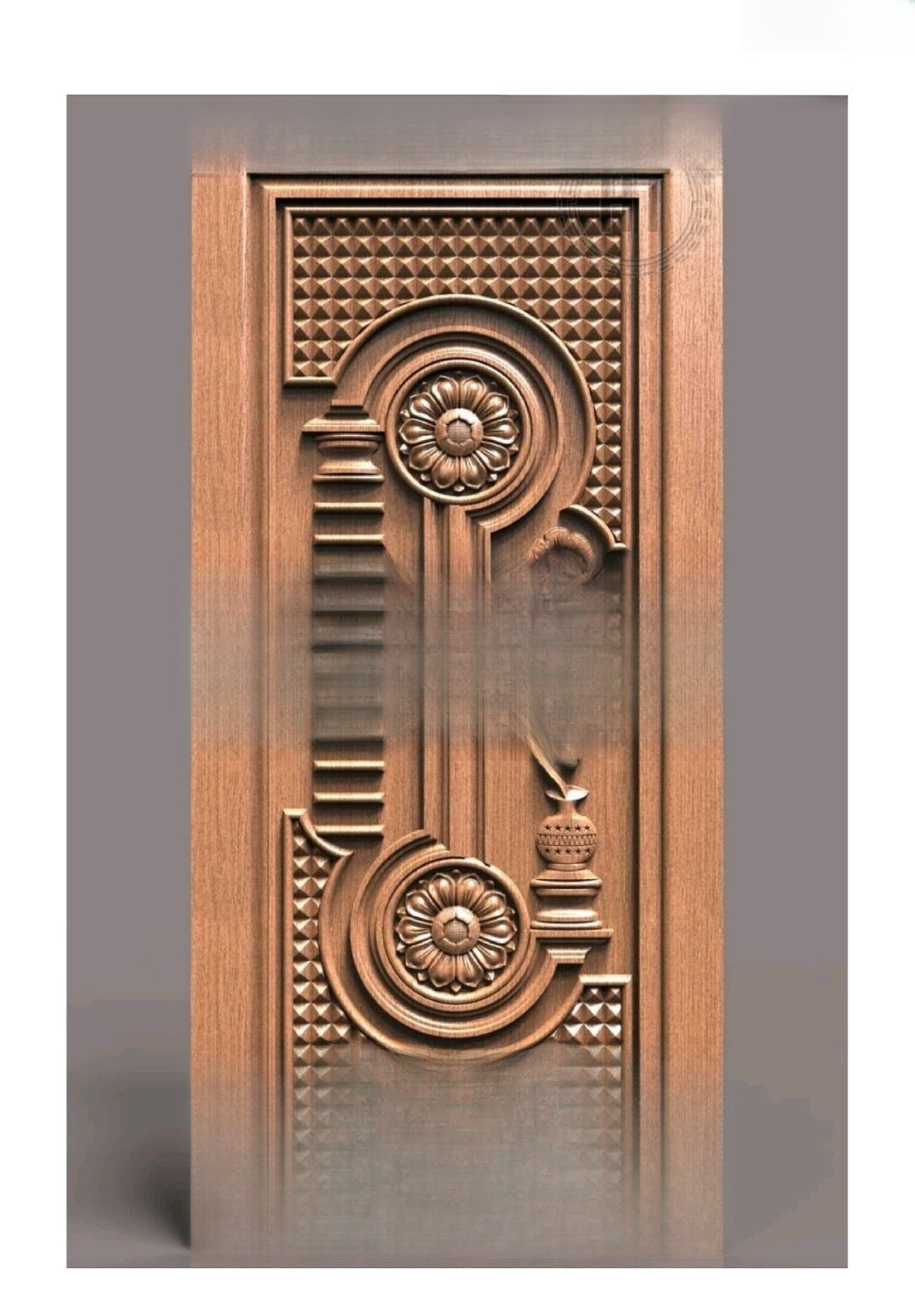 GSK HT - PAGE-07 Traditional Floral Motif Decorative Wood Door 3D Model